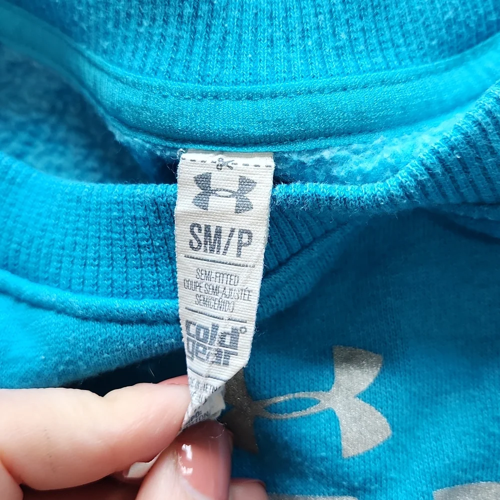 Under Armour crew neck pullover sweatshirt light blue Size SM/P - Picture 2 of 3